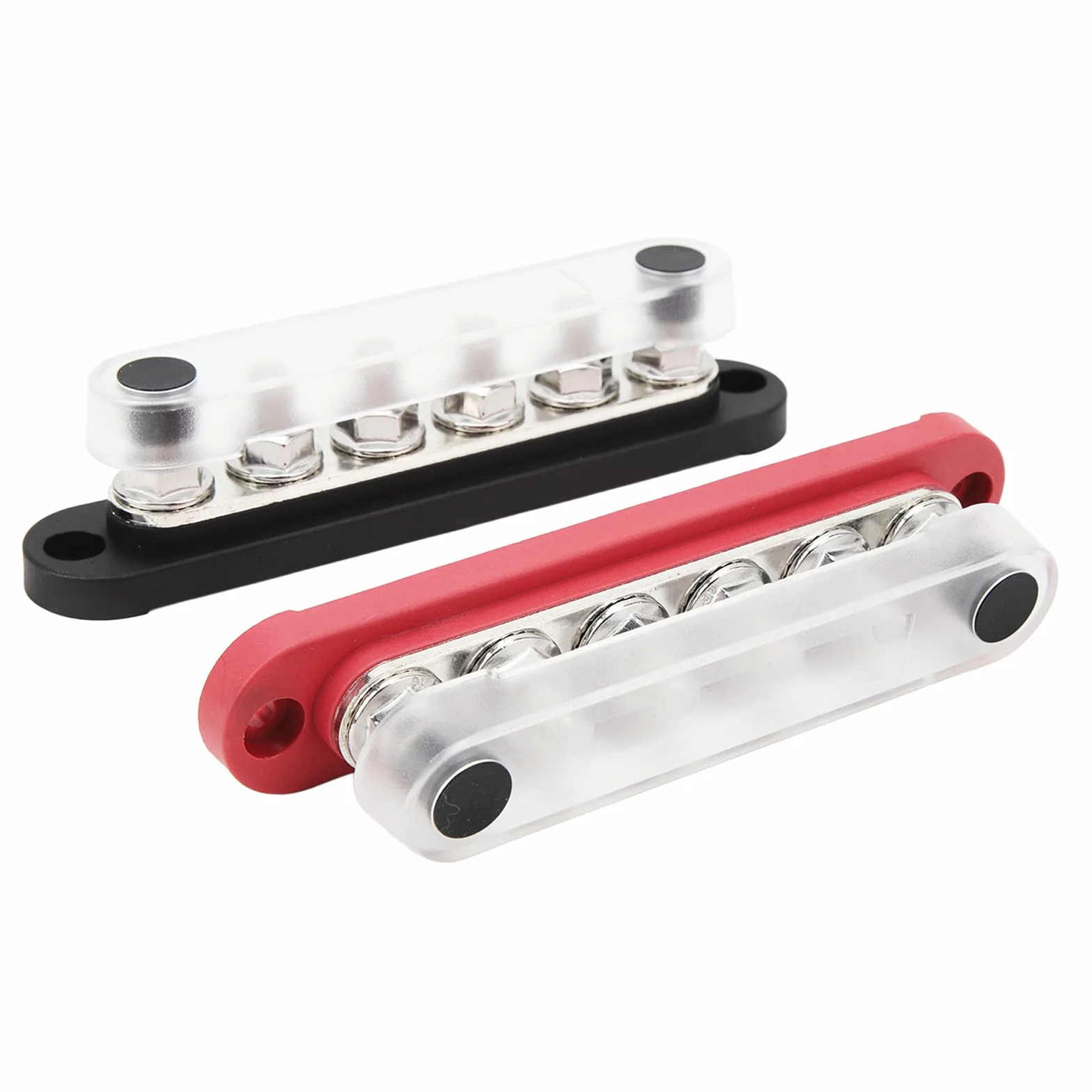 Power Distribution Block, M8 12V 48V 6 X 5/16in 6 Kanal Terminal Studs Bus Bar 2 Stück Fahrzeug Staubschutz