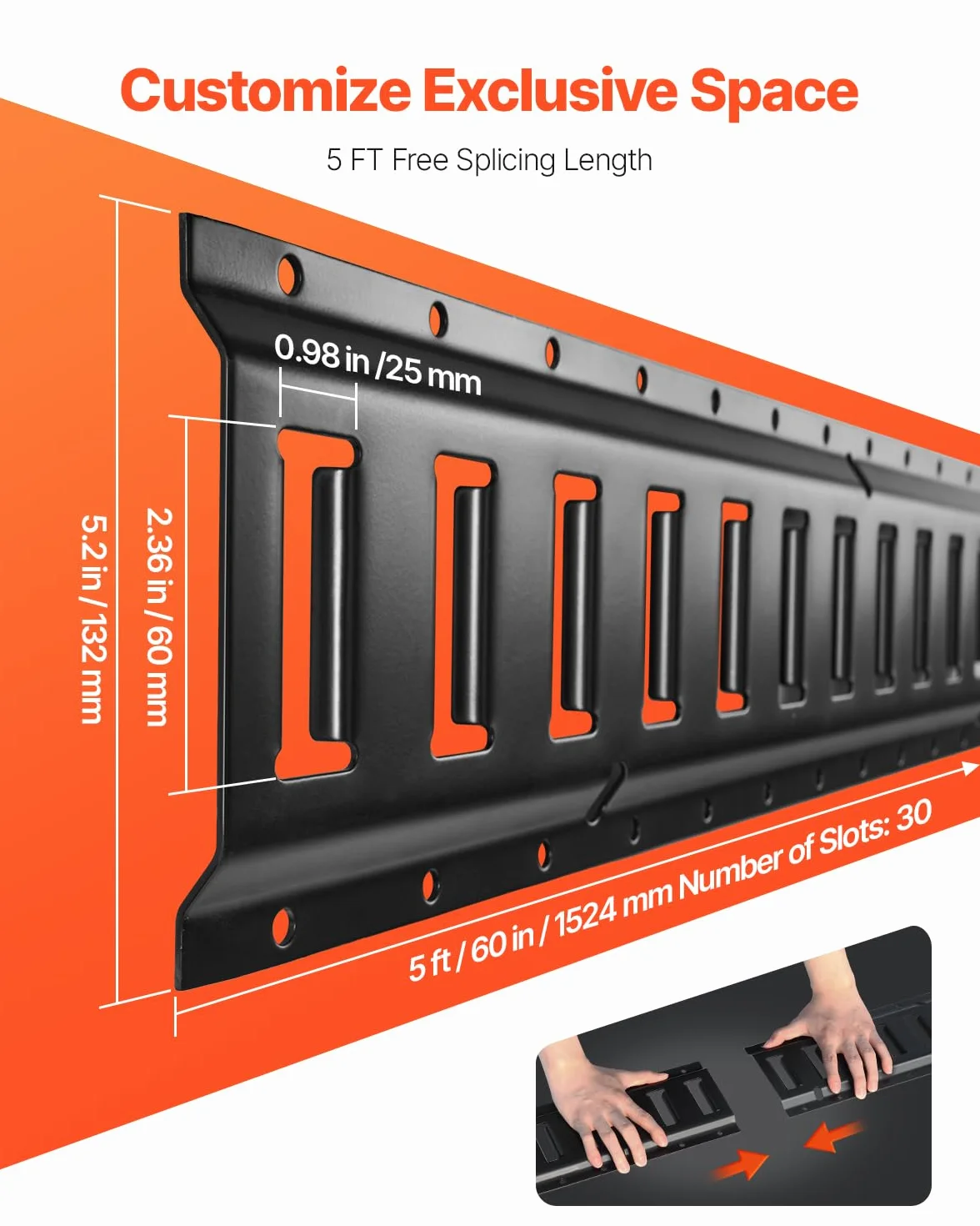 VEVOR E-Track Spannschienen-Set, 30-teilig, 1,5 m, E-Schienen-Set, enthält 4 Stahlschienen und 2 einzelne Schlitze, 8 O-Ringe und 8 Spanngurte mit D-Ring und 8 Endkappen, Sicherungszubehör für Ladung