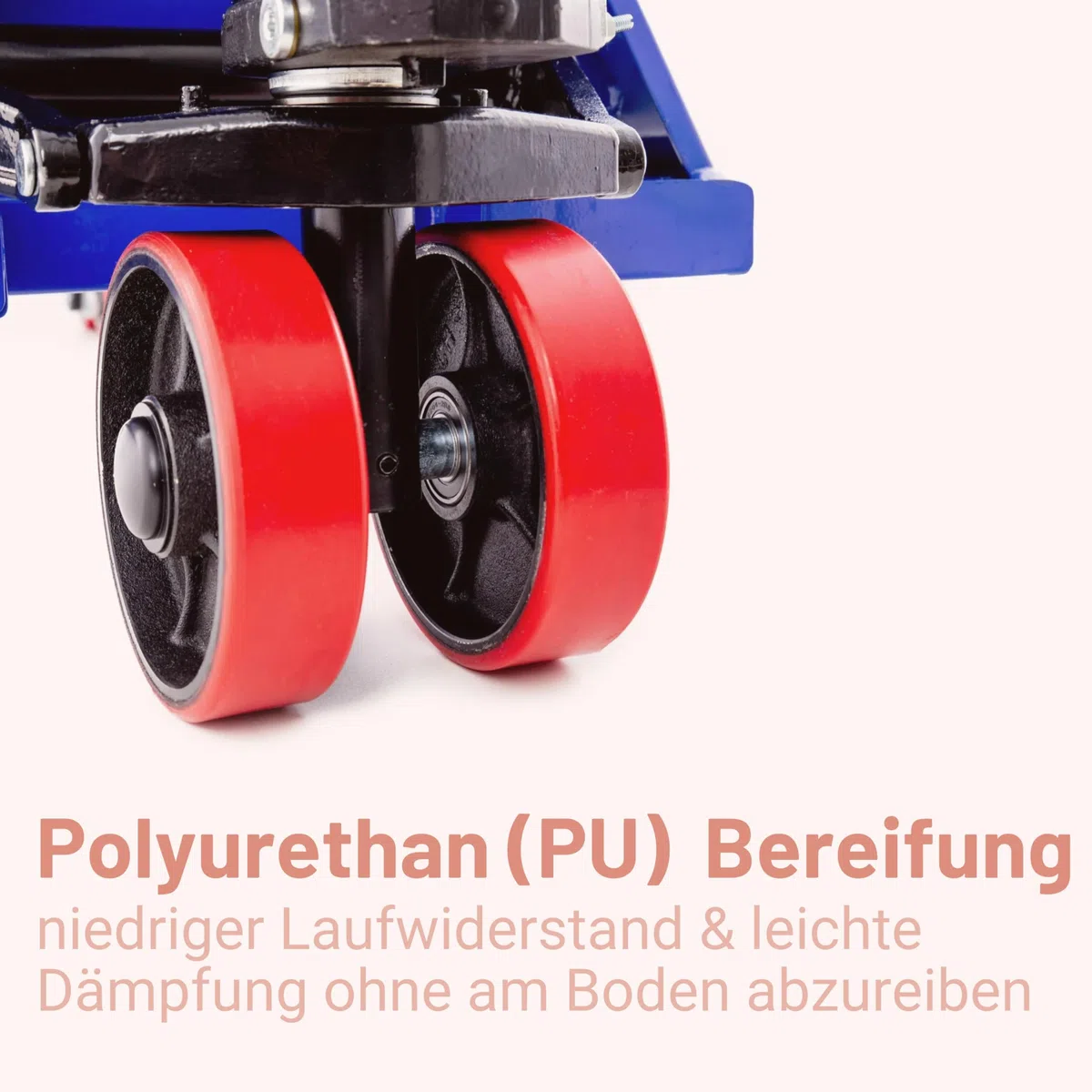 Pallit Five Hubwagen 2500 kg Palettenwagen 1150 mm Gabellänge Blau Robuster Gabelhubwagen mit PU Rollen Handhubwagen aus Stahl, langlebig
