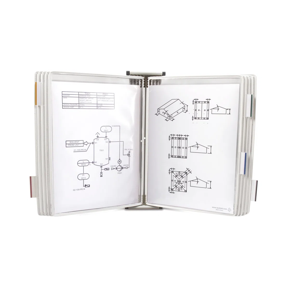 Tarifold 114002 - A4 PVC-Taschen mit Zapfen für Wanddisplayset und Dokumentenablage aus Metall, weiss, 10 Taschen