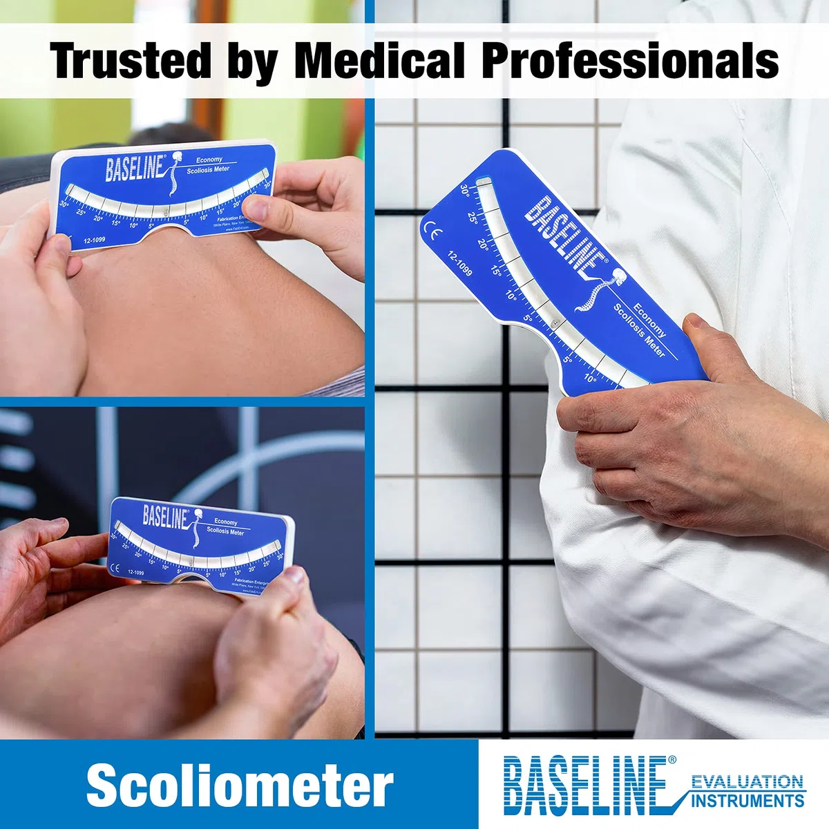 Baseline Scoliometer Kunststoff-Wirbelsäulenmessgerät – Tragbares Skoliose-Screening- und Wirbelsäulenrotations-Messinstrument mit Aufbewahrungstasche
