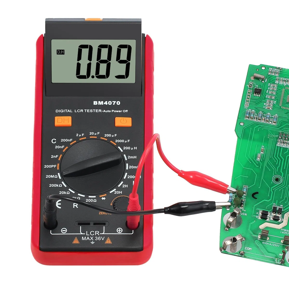 CMMWAY LCR Messgerät, Digitaler LCR Multimeter für Kapazitäts Induktivitäts Widerstand Diode Prüfen, LCR-Messgerät mit Umkehrbarer LCD Überspannung Anzeige, Krokodilklemme & Batterie