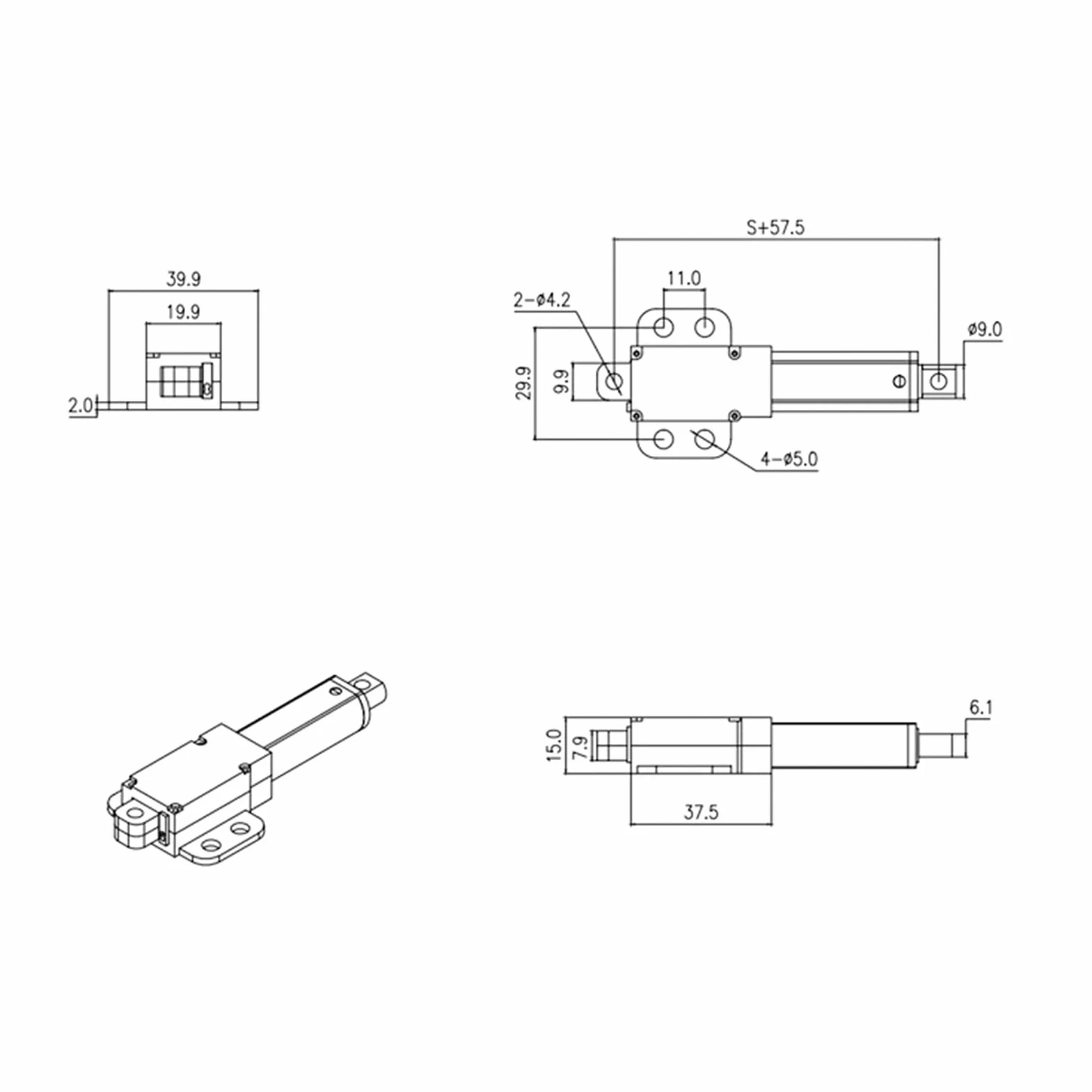 Linearantrieb/Schubstange 12V - 150mm Hub Linearantrieb mit Eingebauten Endschaltern für medizinische und Fahrzeuganwendungen