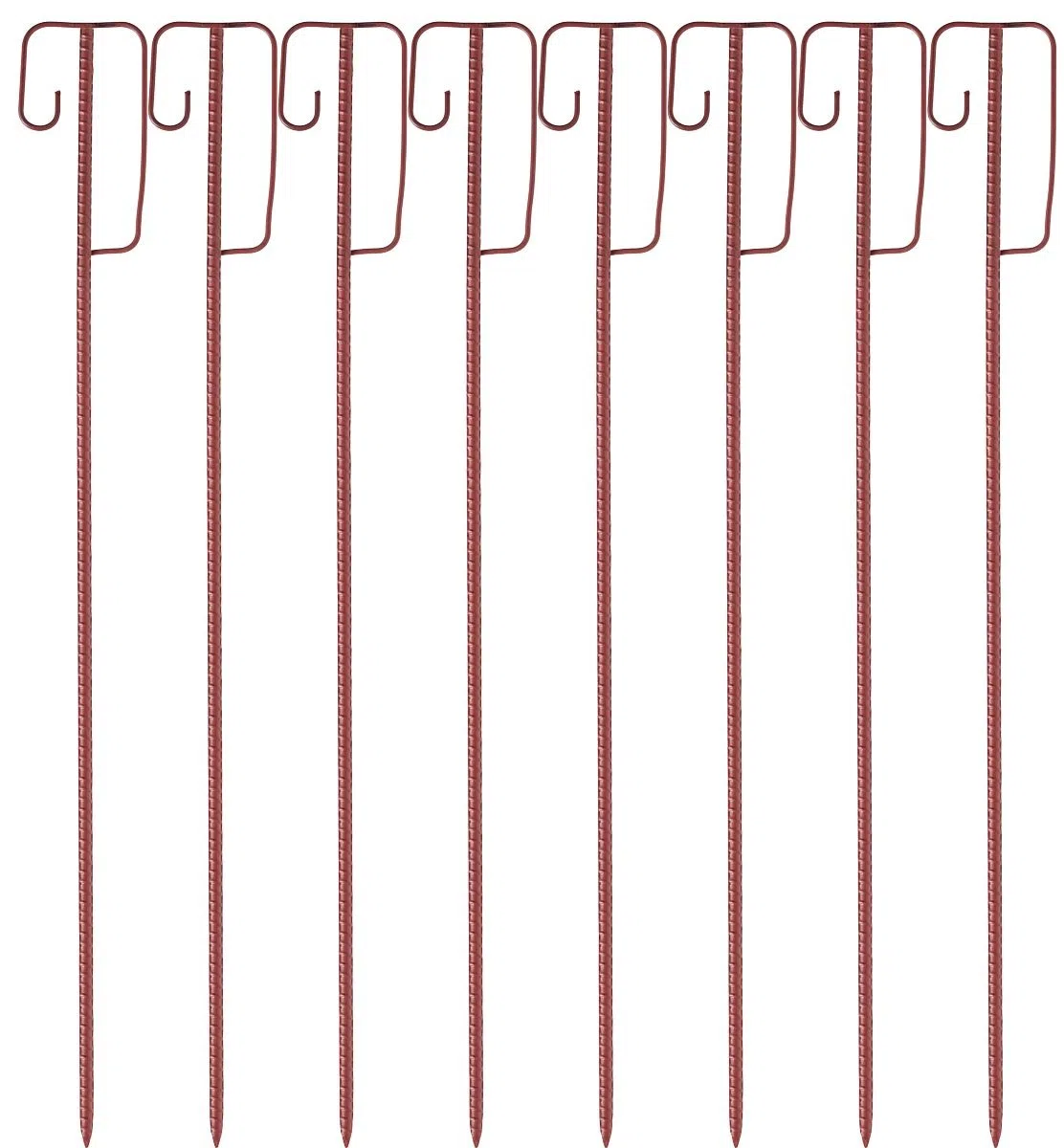 UvV Absperrleinenhalter Laterneneisen 1,2 Meter UVV Sicherheitsbügel - 8 Stück Set - einfache Tauchlackierung (rot 2. Wahl)