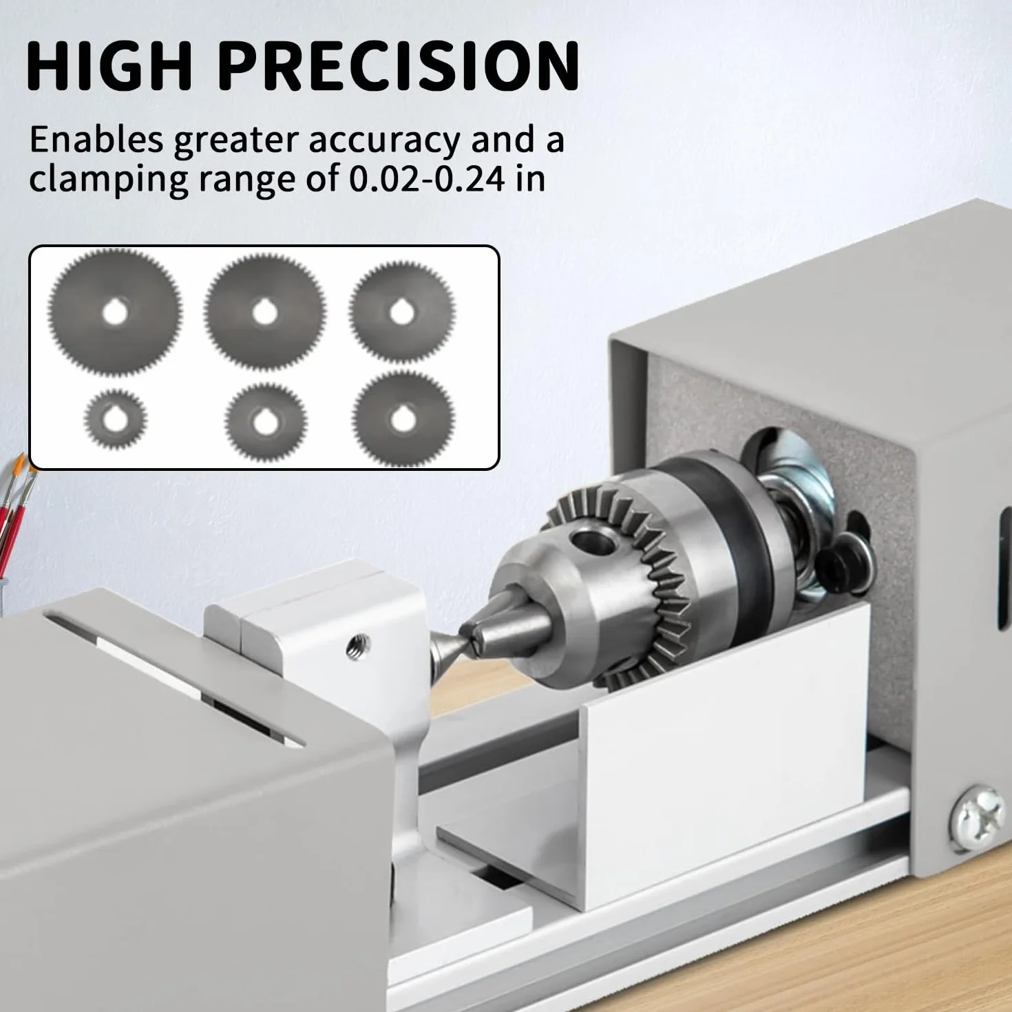 Mini Drehmaschine, Drehbank 2000-8000U/min, Metall Kleine Drehbank mit 7 Gang Einstellung, Klemmbereich von 0.02-0.24 Zoll, Drehmaschine Metall für Dreh, Einstech, Schleif