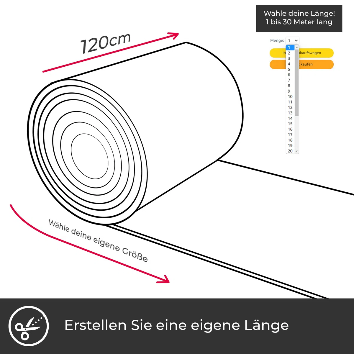 Gummiläufer/Gummimatte von der Rolle - Noppen - 120 cm breit - 3 mm dick - Verkauft pro Laufmeter