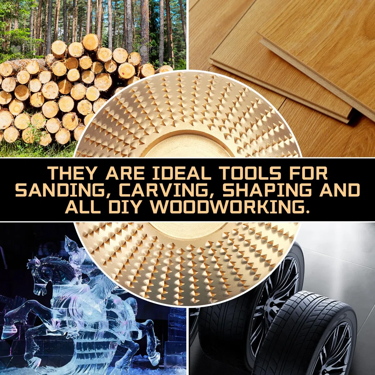 LIROPAU 13 Stück Holz Schleifscheibe für Winkelschleifer, Winkelschleifer Holzschnitzscheibe für 100mm or 115mm, Holz Schleifscheibe Set zum Formen Schleifen Schnitzen