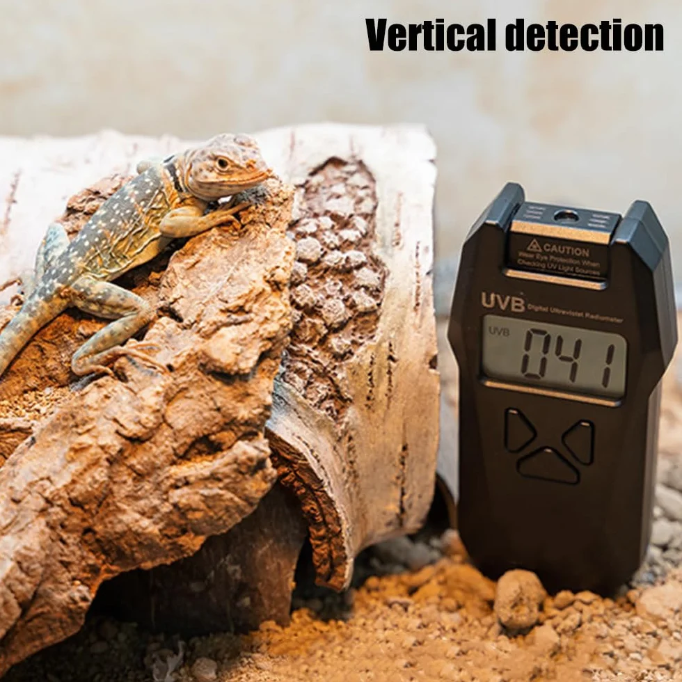 UV Index Messgerät, UVB/UVI/UVA Handlampenmessgerät für Reptilien, Lichttester mit Datenaufzeichnungsfunktion zur Messung von 240 Nm-370 Nm
