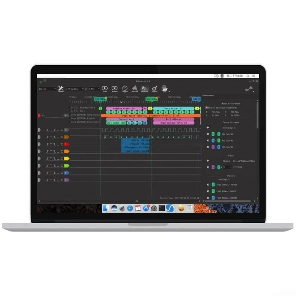 USB-Logikanalysator, 16 Kanäle, 400 MHz, Abtastrate, PC-Analyse, kompatibel mit WinXP Win10 OS Typ-C-Schnittstelle, 256 MB SDRAM-Puffermodus, Stream-Modus