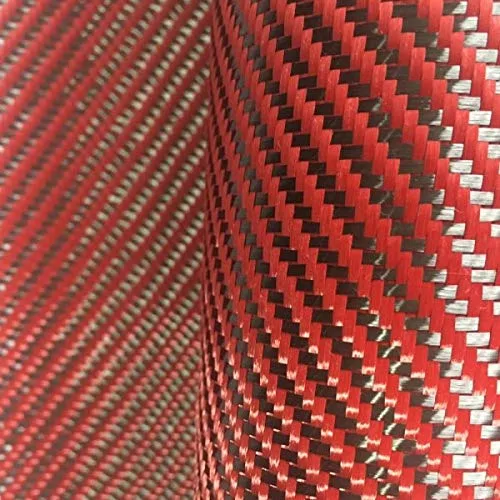 StickersLab - Hybridgewebe aus echter Kohlefaser und Aramid 190 g/m² 3K TWILL rot