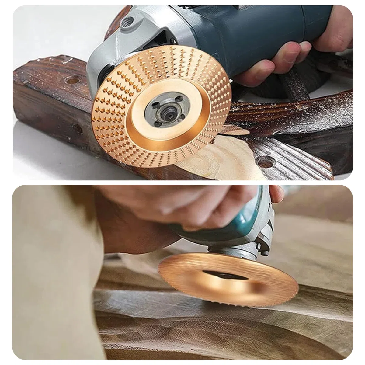 LIROPAU 13 Stück Holz Schleifscheibe für Winkelschleifer, Winkelschleifer Holzschnitzscheibe für 100mm or 115mm, Holz Schleifscheibe Set zum Formen Schleifen Schnitzen