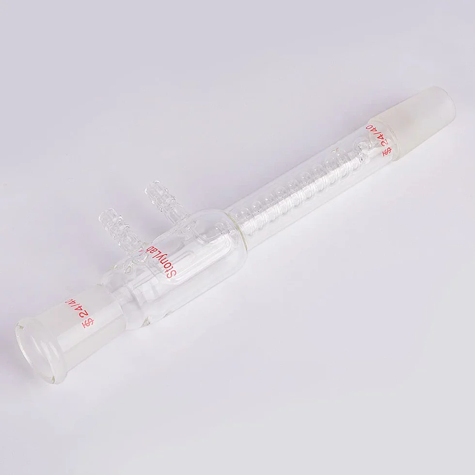 stonylab Glas Coil Reflux Kondensator, Borosilikat Glas Dimroth ReFlux Kondensator mit 24/40 Gelenk und Schlauchanschlüsse, 245 mm Gesamtlänge Coil Reflux Condenser