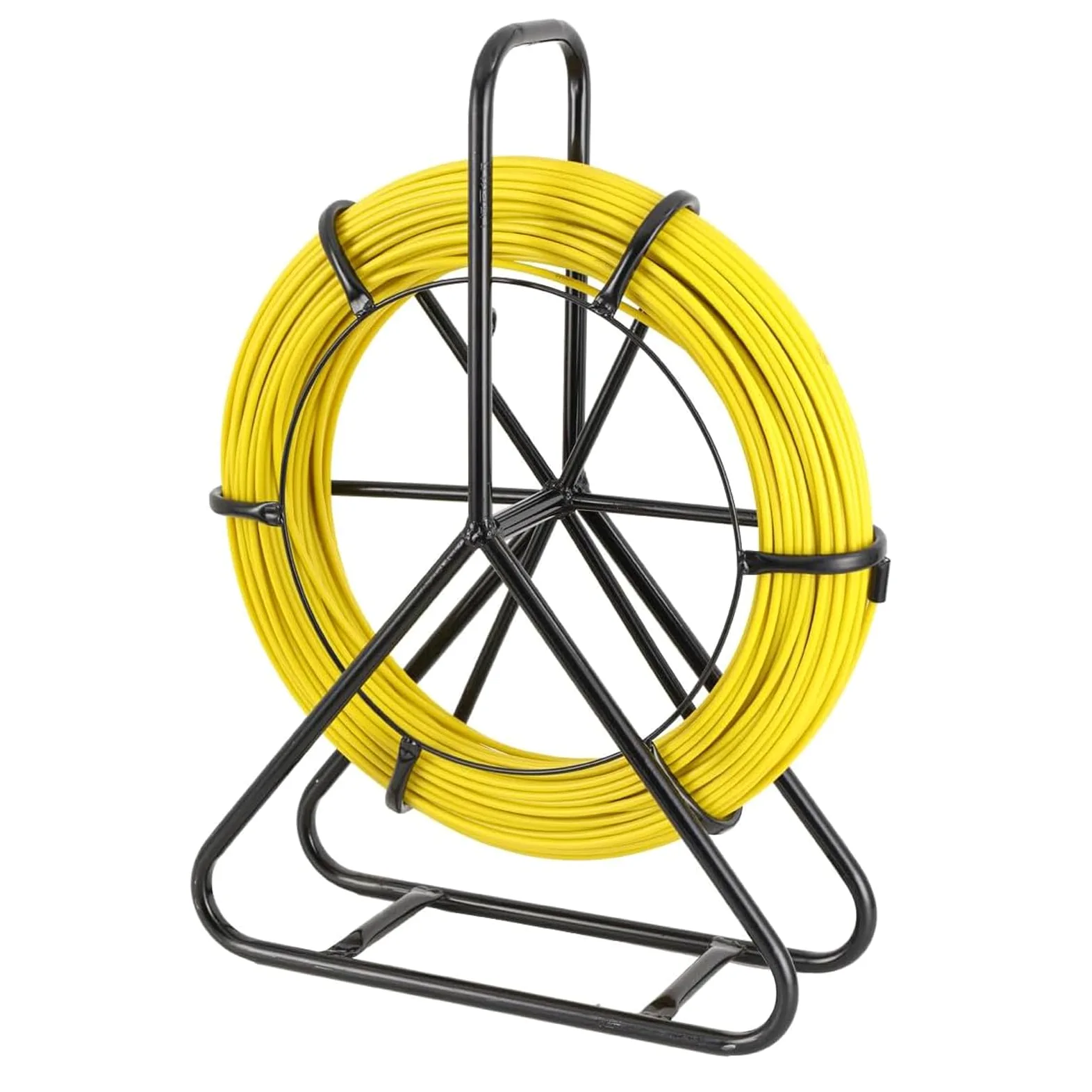 Glasfaserstab 50 m Ø 5 mm, Fischband Fiberglas Kabel Rad Rohr Rodder mit Stahlständer und Bremse, Hand-betrieben Draw Wire Retractable Einfädler