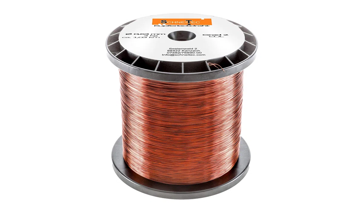 Kupferlackdraht W210 Ø 0,63 mm 3 kg, ca. 1030m - CU Lackdraht Grad 2 CUL Kupferdraht Gewicht 3 Kilogramm Durchmesser 0,63 Millimeter Wickeldraht Kupfer Draht nach IEC 60317-13
