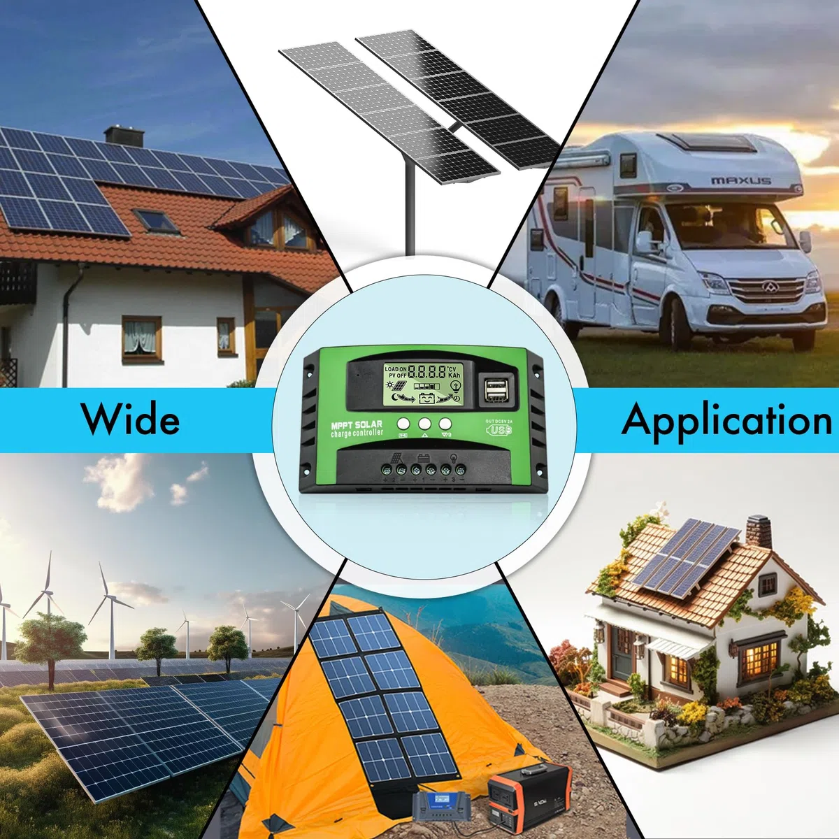 MPPT 100A Solar Laderegler 12V 24V Solarregler, MPPT Solarladeregler 100A mit Temperatursensor 2 USB Ports LCD Display, Passend für Sonnenkollektor 12V 24V Blei Säure und Lithium Batterien