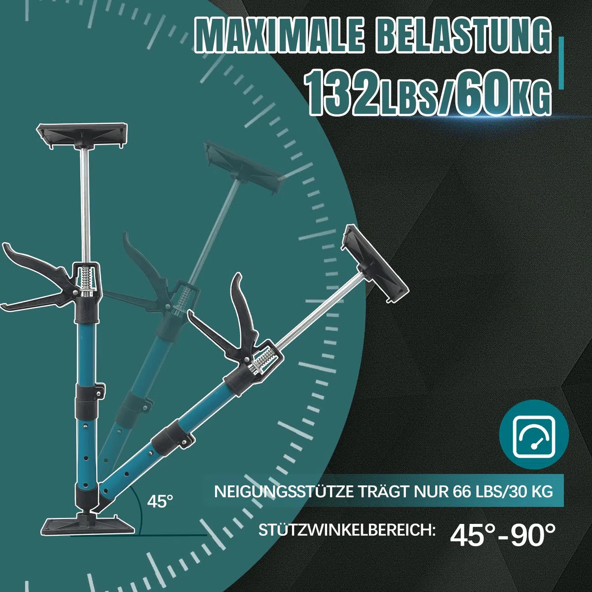 Verstellbare Stützstange, Schrankheber zum Installieren von Schränken, Teleskop-Stützstangen von 35 bis 60 cm, Dritthandwerkzeug für die Installation, Tragkraft 30-60 KG, 2 Pack
