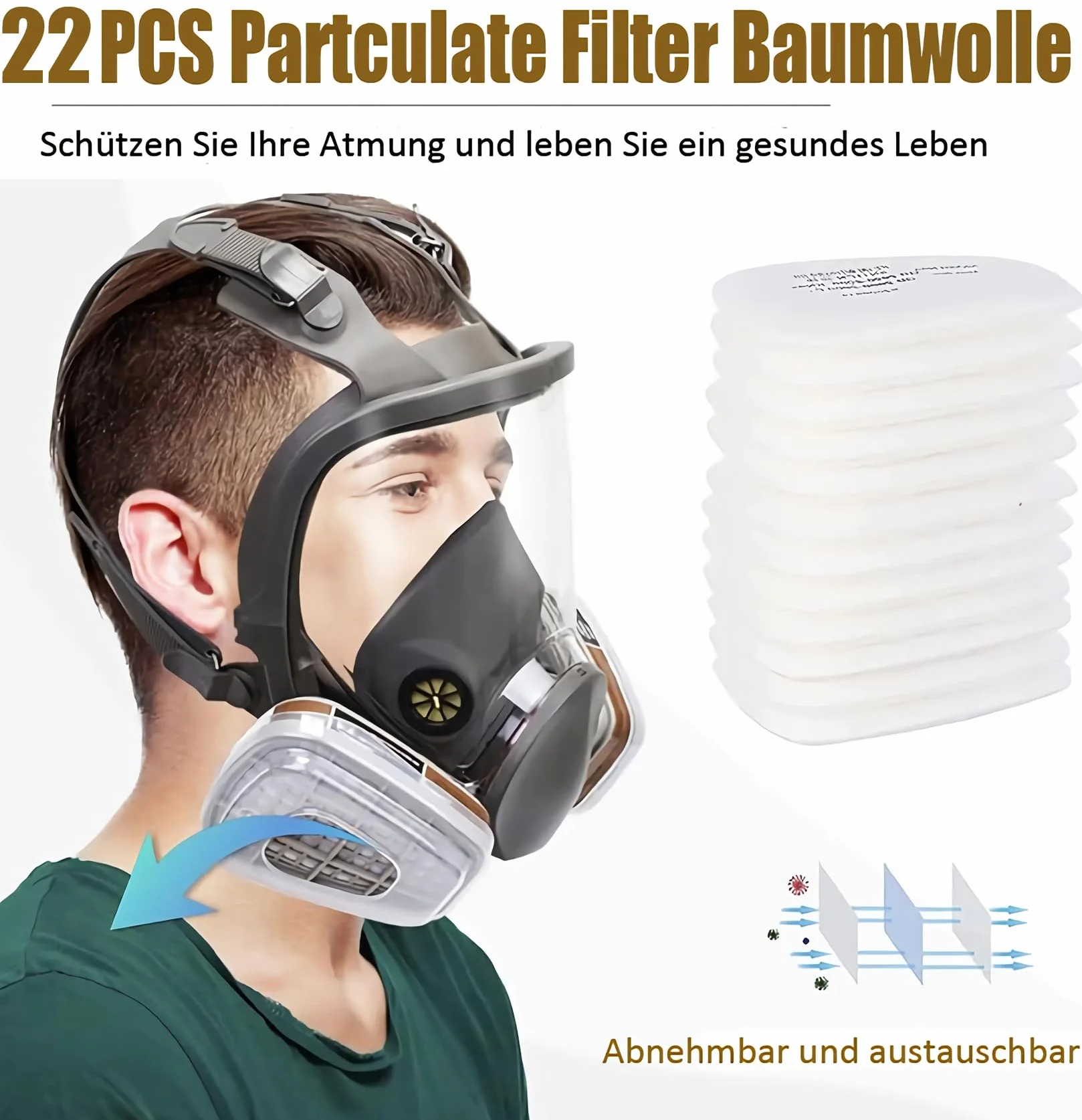 Professionelle Wiederverwendbare Vollmaske Abdeckung,für Malerei schützt, Gas, Farbe, Staub, Chemikalien und anderem Arbeitsschutz