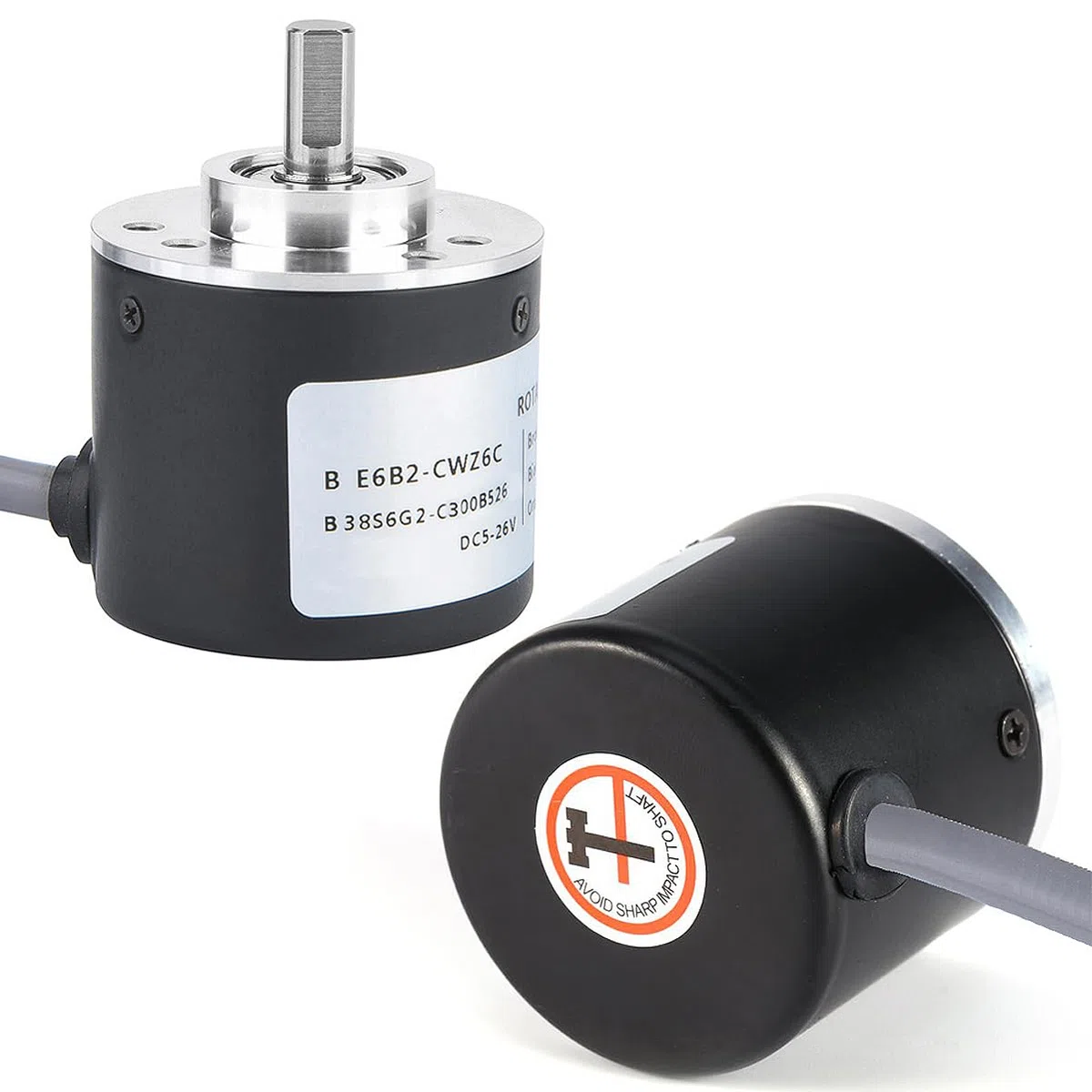 1000P/R Drehgeber, 300P/R to 2500P/R Inkremental-Drehgebermodul DC 5-26V Universal-Drehgeber A,B,Z 3-Phasiger Ausgang, Mit 2M Kabel 6mm D-Welle, Für Intelligente Steuerung Wegmessung (1000P/R)