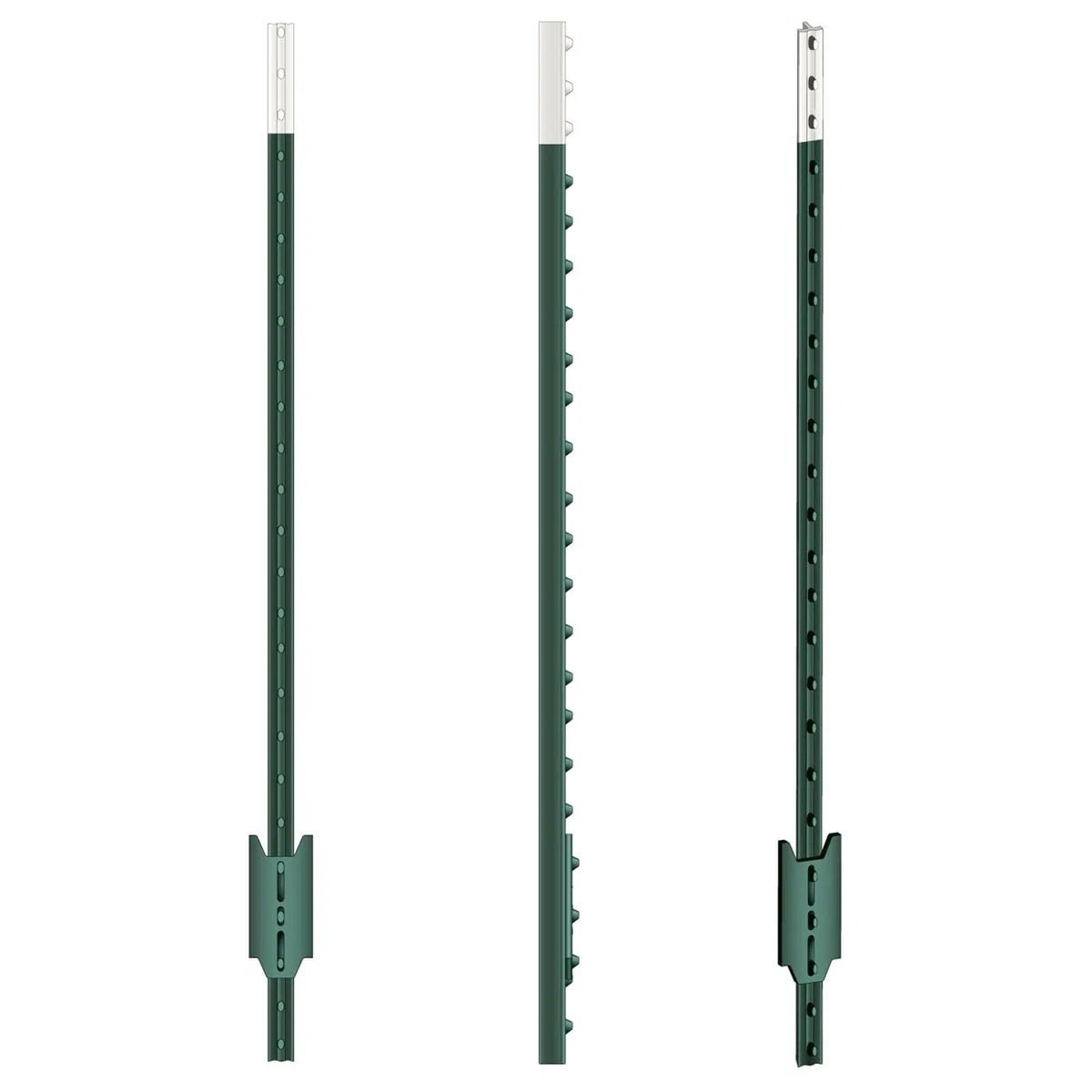 VOSS.farming T-Pfosten 213cm 10 Stück, Metallpfahl Festzaunsystem, Hochwertige Qualität grün, T-Post, Zaunpfahl, Weidezaun