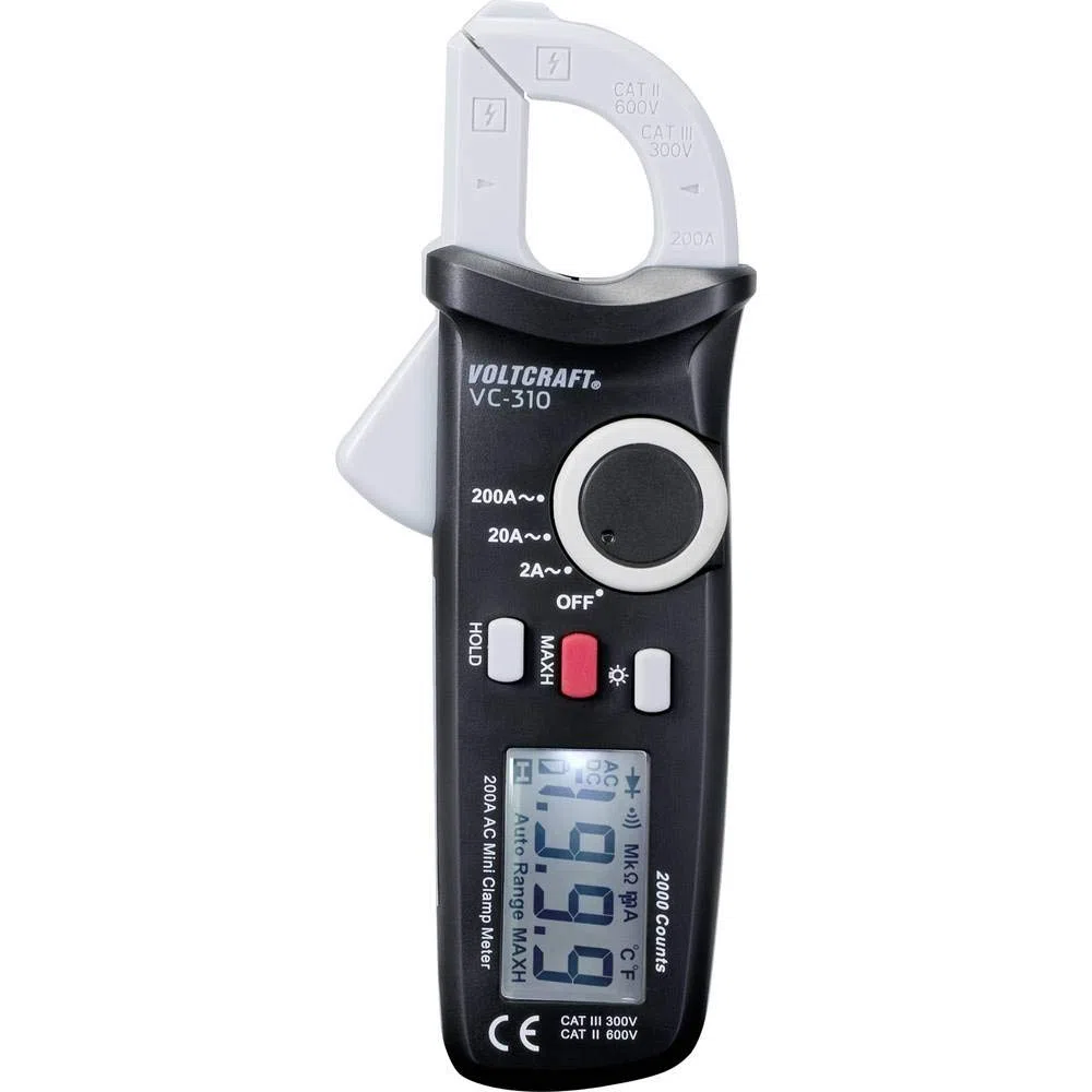 Voltcraft VC-310 Stromzange digital CAT II 600 V, CAT III 300V Anzeige (Counts): 2000