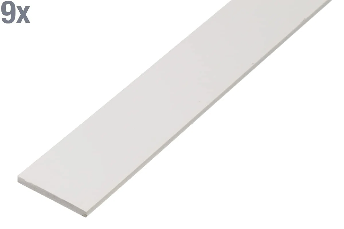 Alberts 498788 Flachstange | Kunststoff, weiß | 1000 x 30 x 3 mm | 9er Set