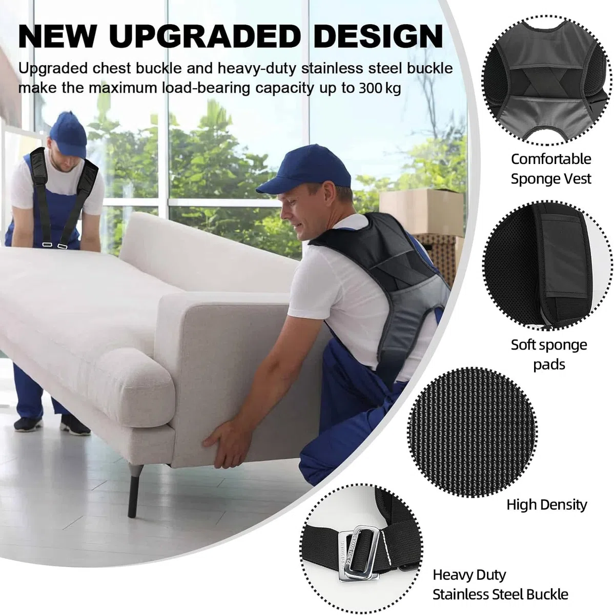 Tragegurte Umzug Möbel Set,Kraftvolle, Transportgurt, Stark, langlebig und bis zu 300 kg belastbar Ergonomisch und effizient für stressfreien Möbeltransport. Ideal für Profis und Heimwerker. Schwarz