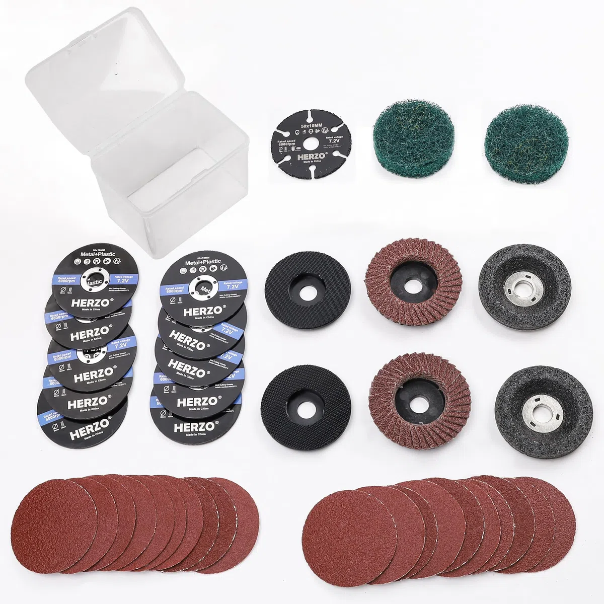 HERZO Trennscheibe 50mm, Trennen Schleifen Polieren Multi Material, 10mm Bohrung, Zubehör-Set für Mini-Winkelschleifer (39 Pack)...