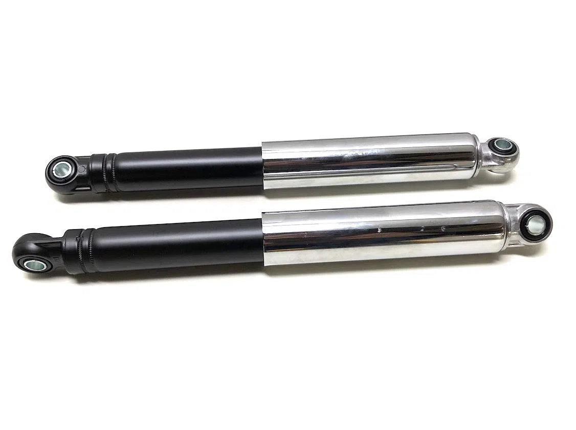 320mm Stoßdämpfer Set in Schwarz und Chrom passend für Hercules, Simson, Mofa, Moped, Mokick – Universelles Federbein Set, erstklassige Qualität