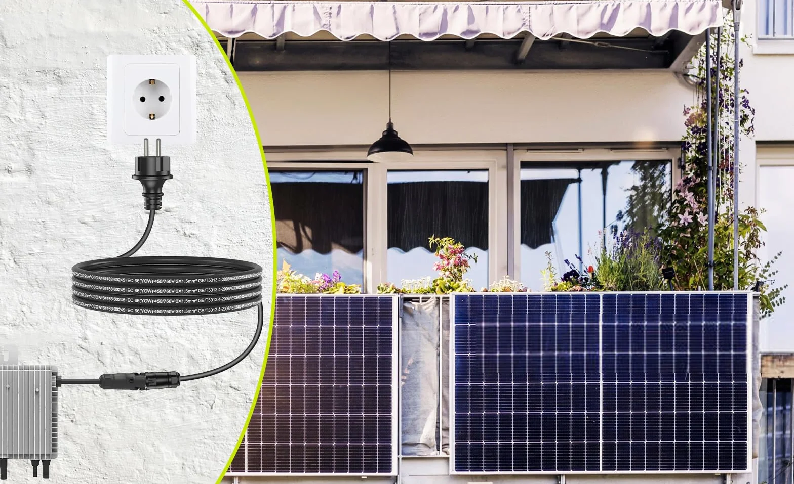 LY01 Kabel 2/3/5/10M,LY01 zu Schuko Adapter Kabel,LY-01 Buchse auf Schuko Stecker AC Anschlusskabel,Solar PV Steckdose für die Deye Mikrowechselrichter SUN-Serie (5 meter)