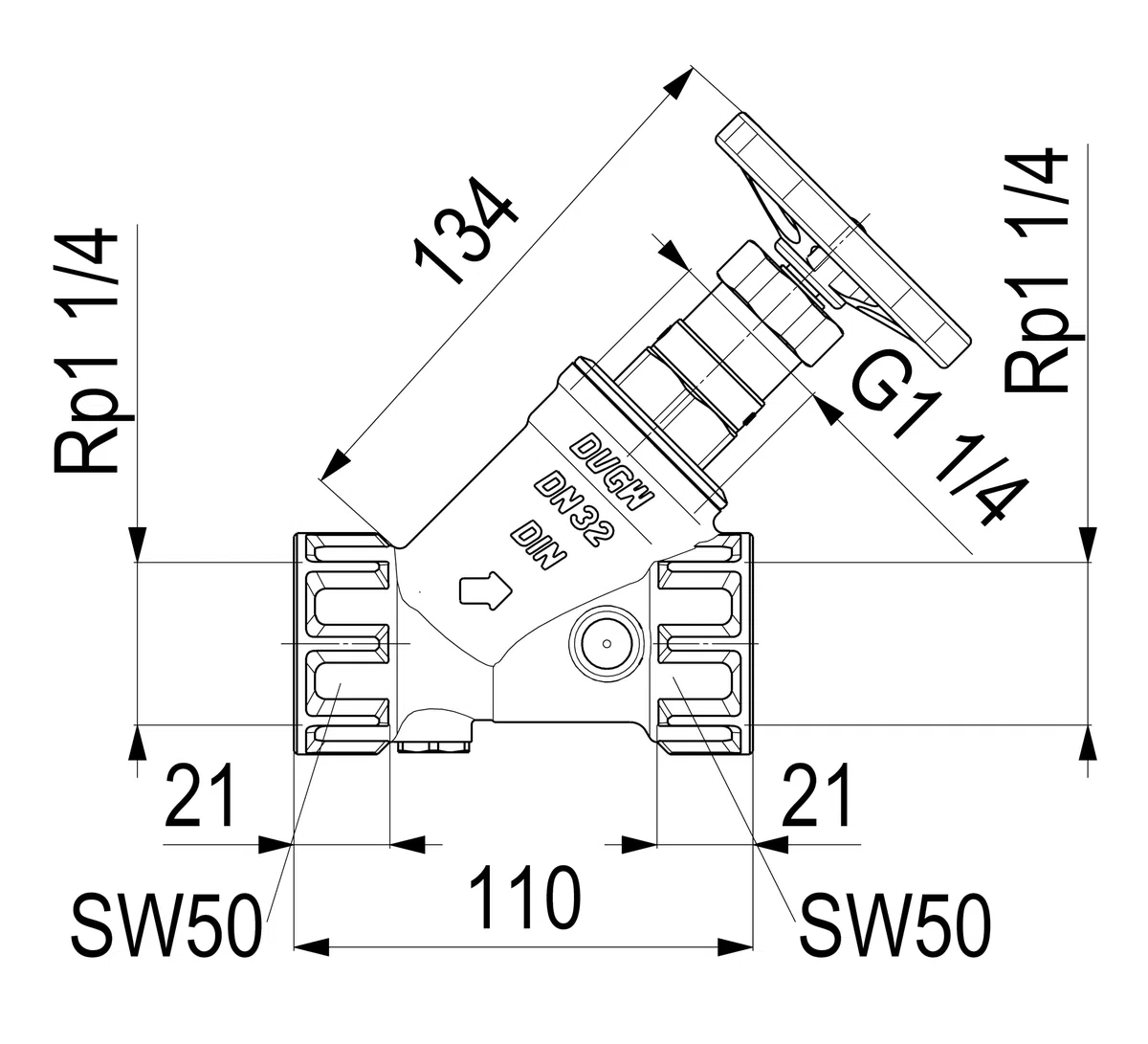 Trinkwasser KFR Ventil DVGW 1/2"-2 Zoll o Entleerung Hausanschluss Warmwasser Größe 1 1/4"