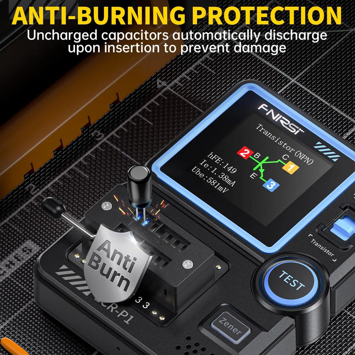Transistor Tester,Multifunktional Tragbar SMD-Bauteil-Tester Dioden Trioden Zenerdioden-Tester,Widerstands Induktivitäts Batterietester,LCR-Messgerät/MOS/PNP/NPN/ESR-Messgerät