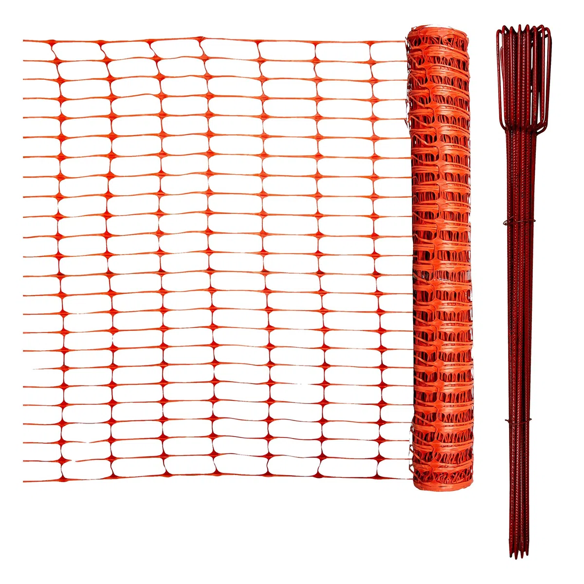 horizont Baustellenabsperrung, 50m lang, 1m hoch, Absperrzaun Set inkl. 10 Absperrleinenhalter für Baustellen, Kunststoff, orange, Absperrung, Fangzaun, flexibel, mobiles Netz