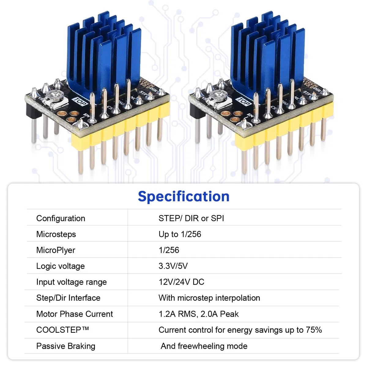 BIQU Ultra-Silence TMC2130 V3.0 SPI Schrittmotortreiber mit Kühlkörper für SKR 3 SKR 3 EZ SKR 2 SKR V1.4 Turbo SKR Pro V1.2 SKR V1.3 L Rampen 1.6/1.5 Control Board (4 Stück/Set)