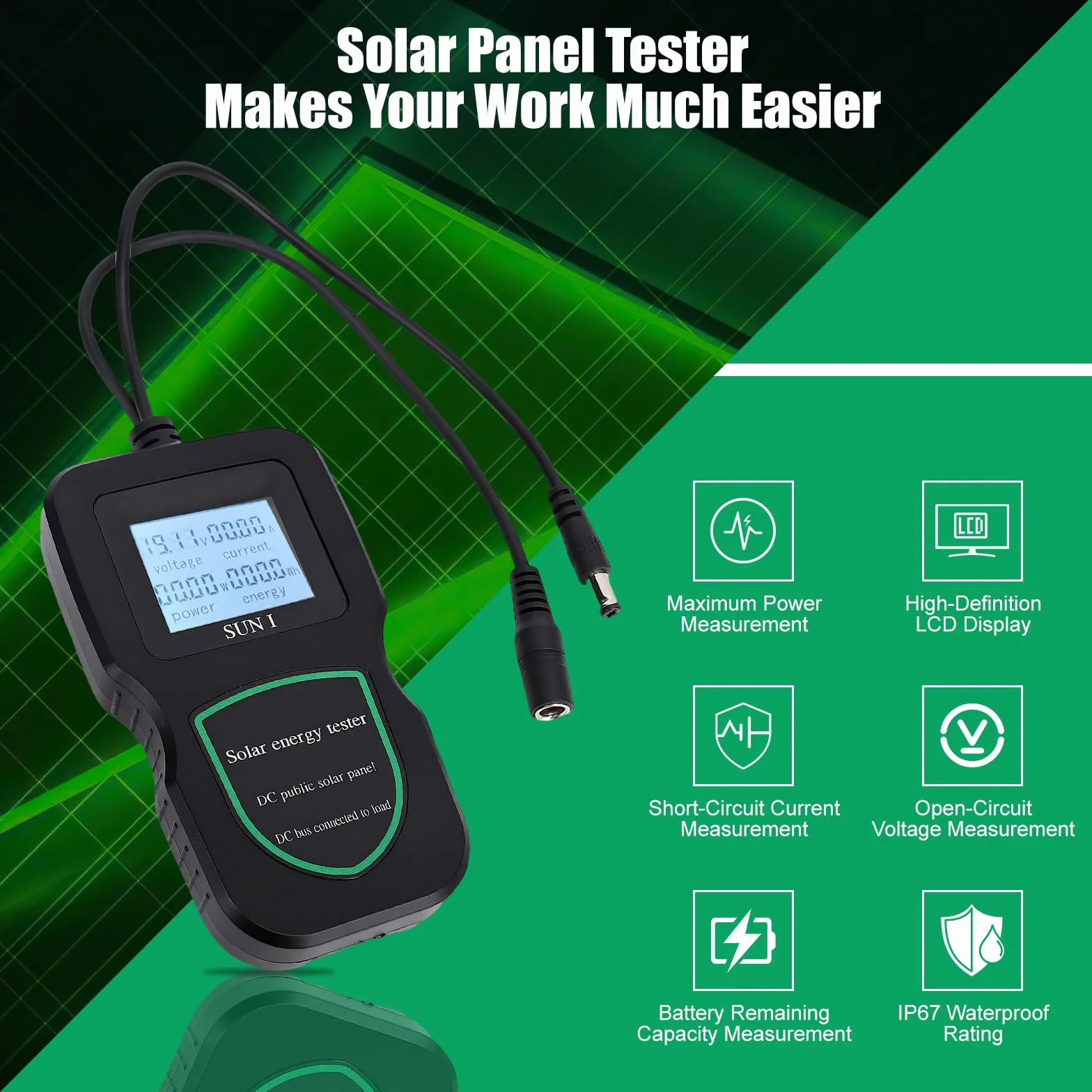 Solarpanel Tester, Solar Messgerät 5-500W Solar Photovoltaic Panel Multimeter Power Tester, zur Messung von Open-Circuit-füR Meteorologie Landwir