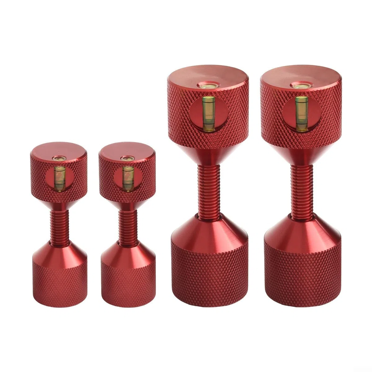 Aluminium-Flansch-Positionierungsstift-Set mit integrierter Wasserwaage, Zwei-Loch-Ortungswerkzeug für 3,8 cm Rohrausrichtung (rot, 4 Stück)