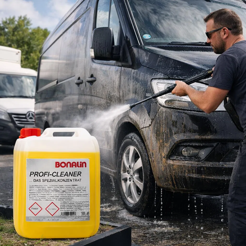 Bonalin Profi Cleaner Spezialkonzentrat 10 Liter – Hochwirksamer Universalreiniger für Caravan, Wohnmobil, Boot und Gewerbe, entfernt Regenstreifen, Fett, Teer und hartnäckige Verschmutzungen