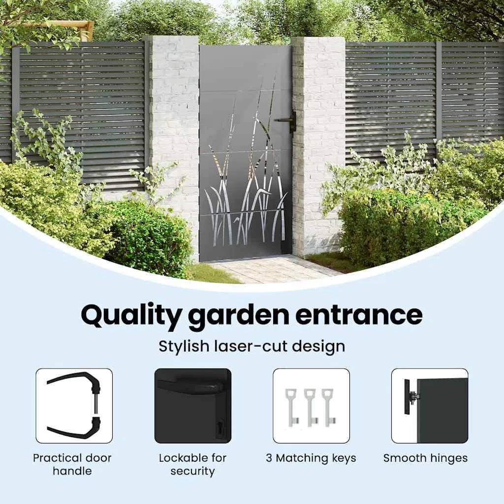 vidaXL Gartentor Schwarz 85 x 175 cm Pulverbeschichteter Stahl, Garten und Terrasse, moderne Außensicherheit, robuster Metallzaun für den Zugang, stilvoller rechteckiger Eingang