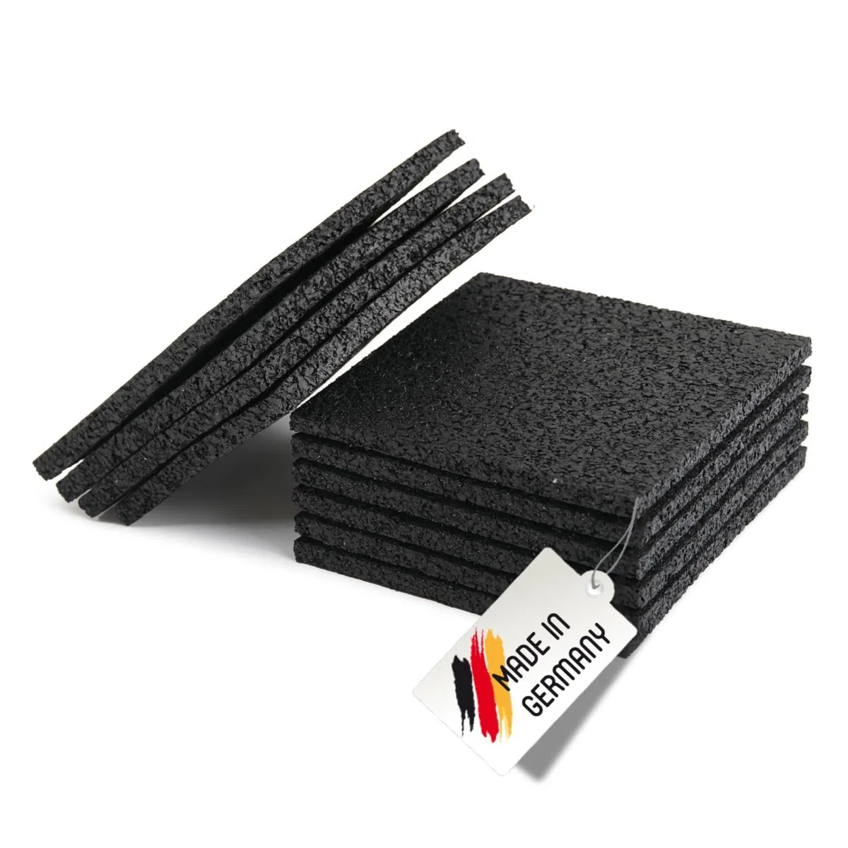 Gummimattenprofi 20 mm x 90 mm x 90 mm 100 Stück Terrassenpads Gummiunterlage Bautenschutzmatte | Gummigranulatmatte für Oberflächenschutz | Unterkonstruktion WPC, Fliesen, Dielen
