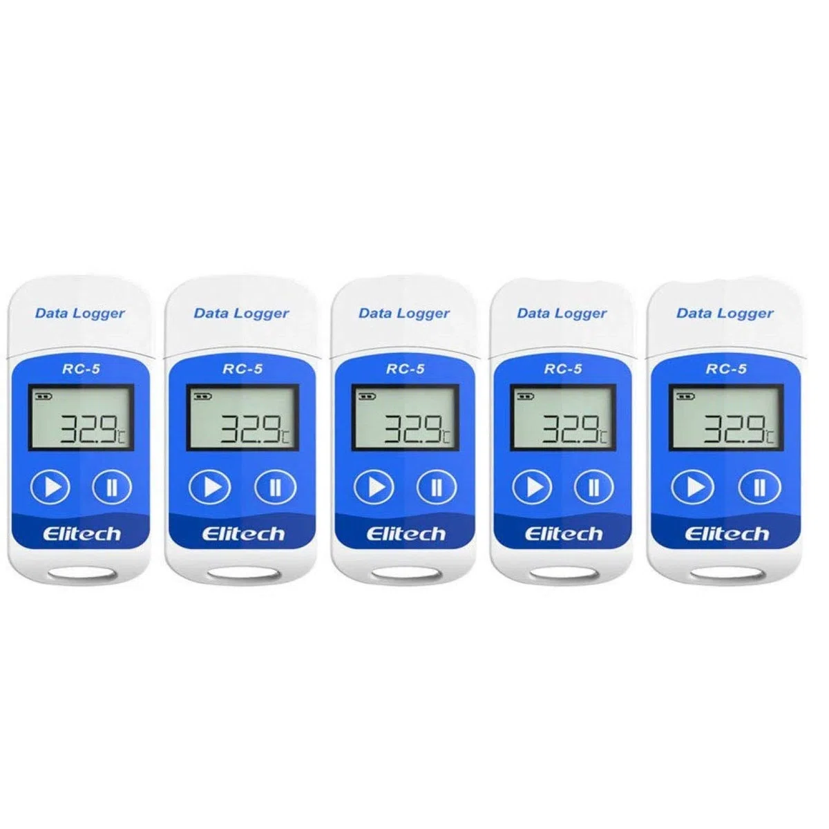 Elitech RC-5 Temperatur Datenlogger Mini USB Temp Rekorder Interner Externer Sensor Hohe Genauigkeit Temperatur Data Logger 32000 Punkte Record Wasserdicht nach IP65 5Packungen
