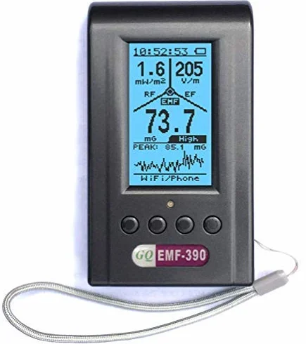 EMF Meter EMF Detector GQ EMF-390 Electromagnetic Radiation Detector 3-in1 RF Meter 5G Cell Tower WiFi 10G & Data Logging
