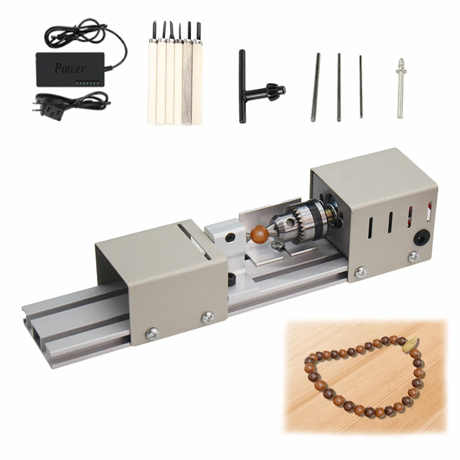 Mini Drehmaschine, 96W Metalldrehmaschine, 4000-9000rpm Präzise Drehbank, 7 Geschwindigkeiten, Klemmbereich von 0.6-6mm, Drehbank Tischdrehbank DIY Holzbearbeitung für Dreh, Einstech