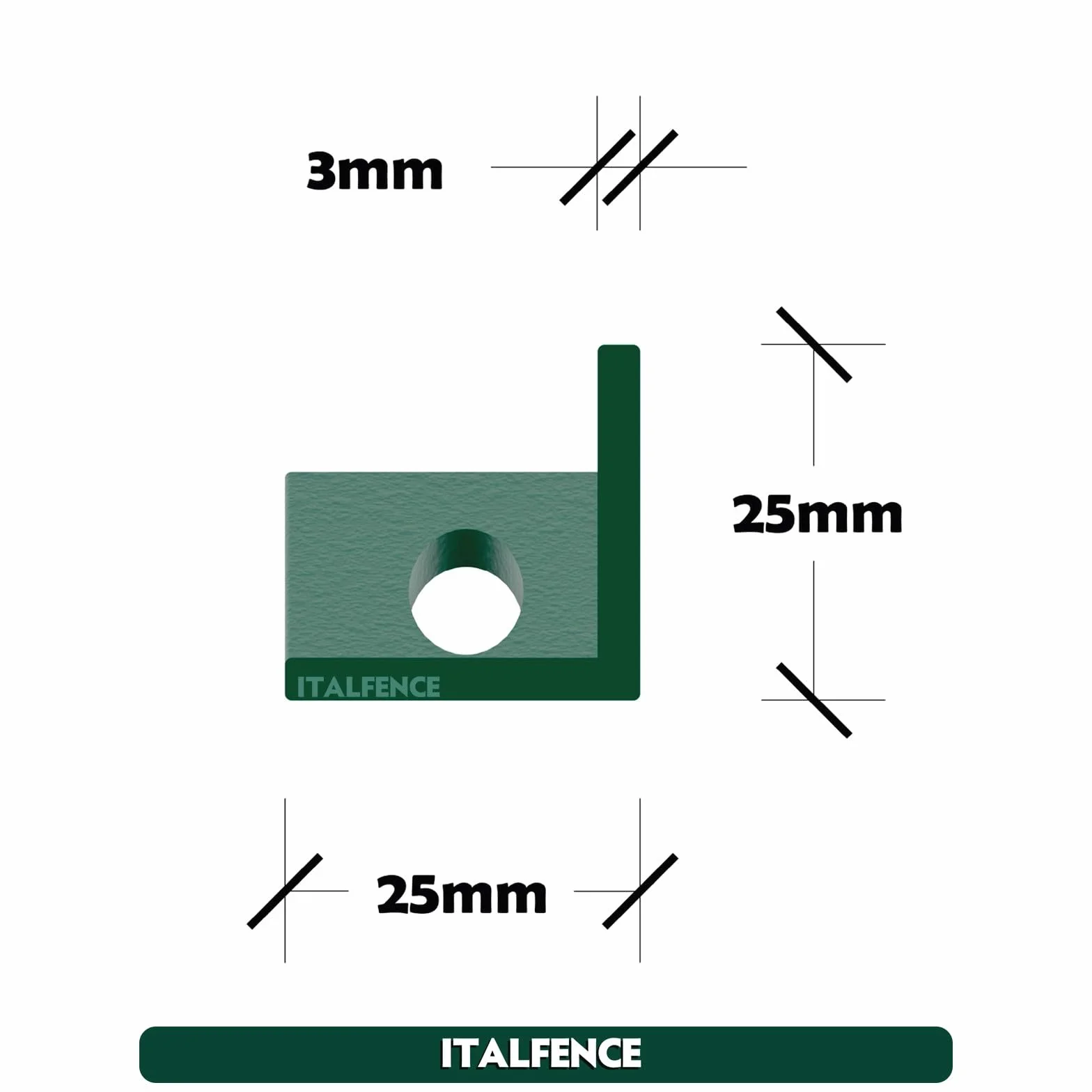 L-Profil Zaunstreben 5er-Set grün pulverbeschichtet aus Stahl [H200cm]