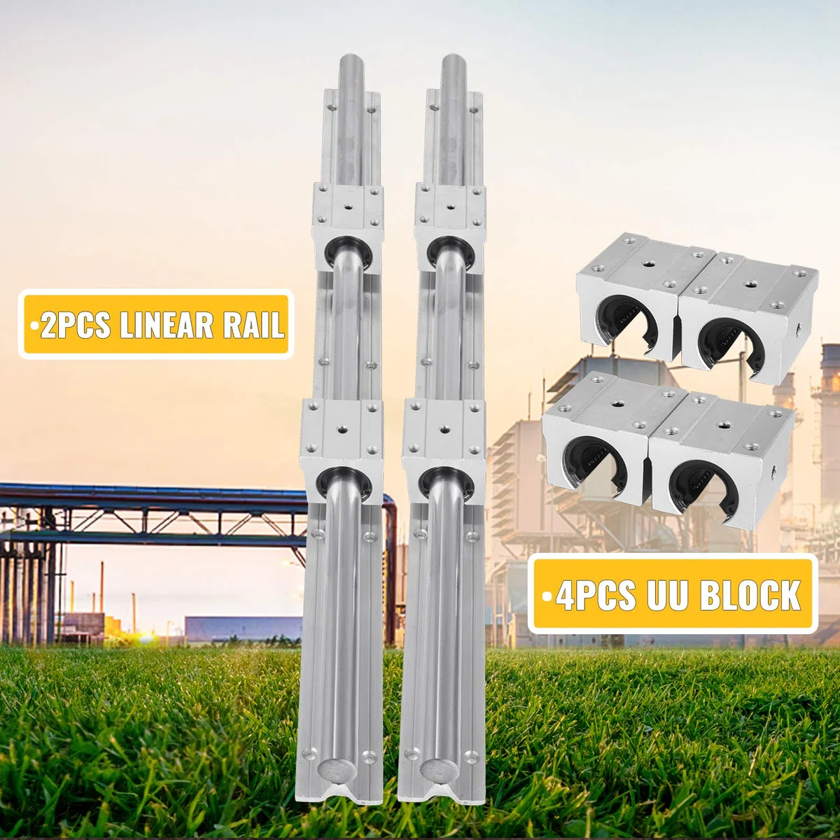 VEVOR Linearschiene, SBR20 650 mm Linearlager-Gleitset, Linearlagerschiene 2 Stk. SBR20-Schienenwellen und 4 SBR20UU-Bl?cke, Schienenbausatz Führungsschiene für CNC-Fr?smaschine, Drehmaschine usw
