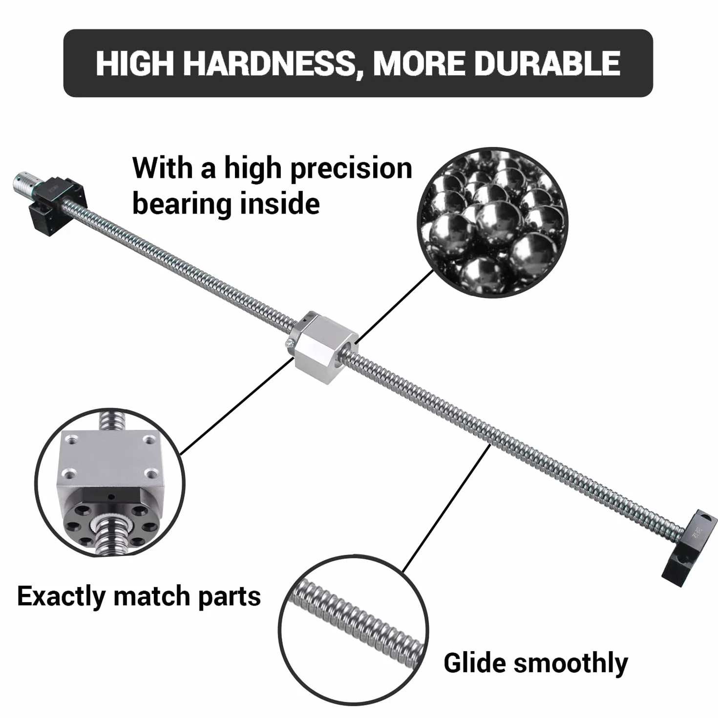 Kugelumlaufspindel SFU1204 800mm Gewindespindel Edelstahl Kugelumlaufspindel mit BK10/BF10 Unterstützung Muttergehäuse und Kupplungssatz für CNC-Maschinen