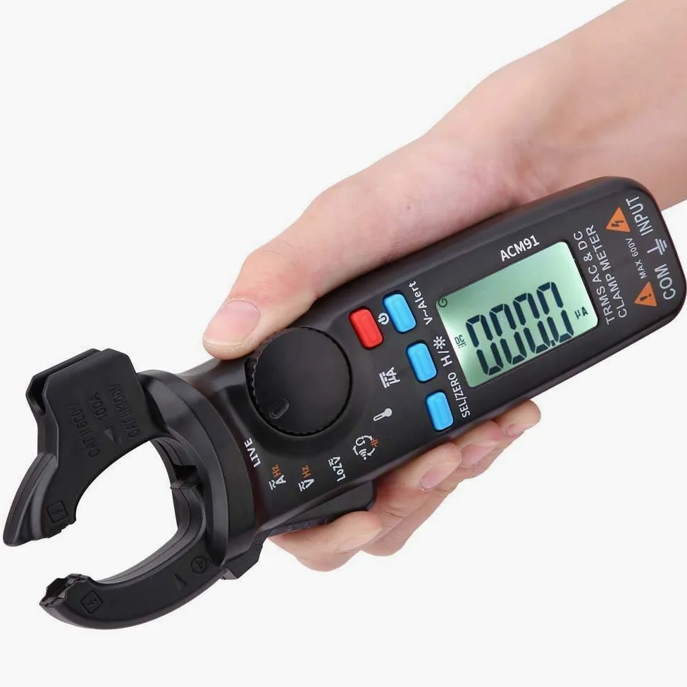 Clamp Meter, AC M91 1mA AC/DC Digitales Zangenmessgerät True RMS 6000 Zählt Meter Niedrige Impedanz Spannungsprüfer Tester Schwarz
