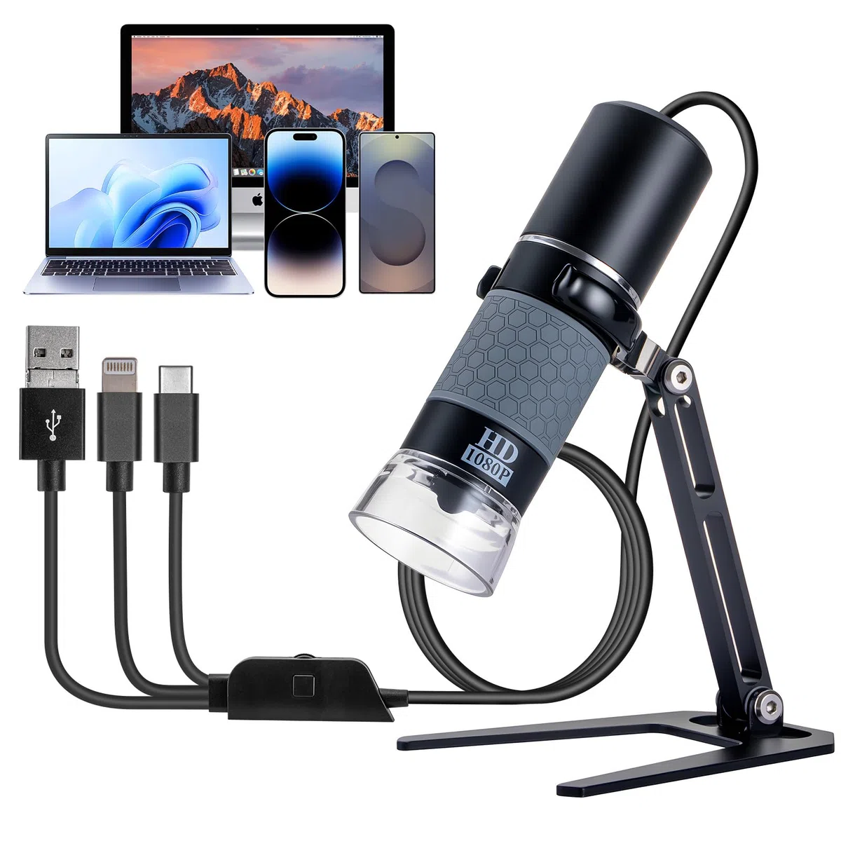 USB-Mikroskop, kompatibel mit iPhone, Android-Handy, Tablet und Windows-Mac-PC, HD 1080P kabelgebundene Digitalmikroskop-Kamera für Erwachsene und Kinder