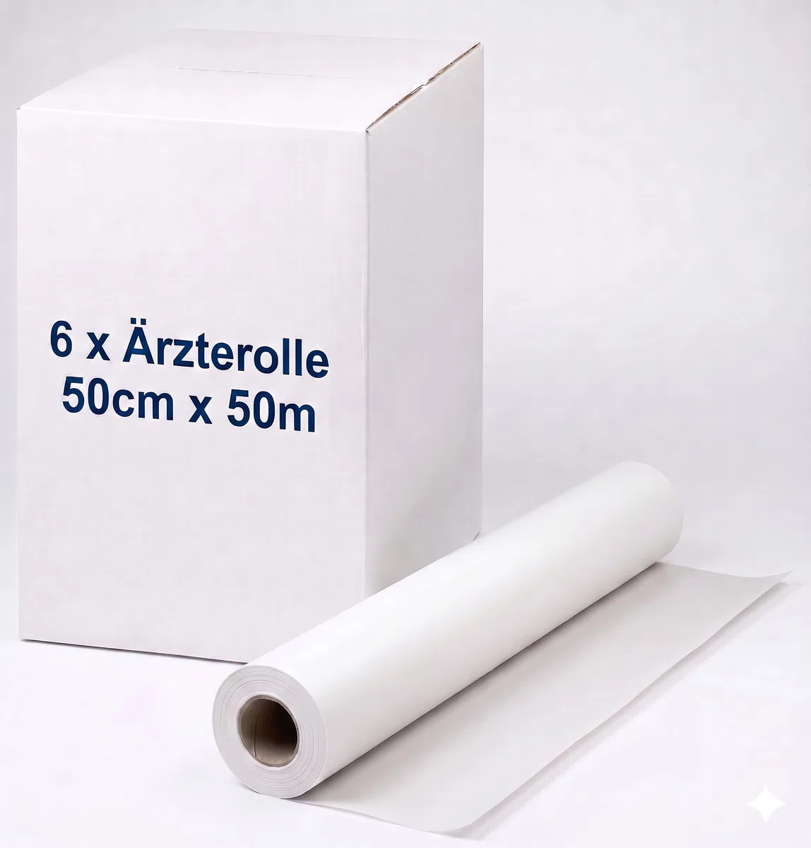 Ärztekrepp Ärzterolle 2-lagig | 6 Rollen | Größe 50cm x 50m | Perforierte Papierrolle | Liegenabdeckung | für Krankenhäuser, Praxen und Tattoostudios