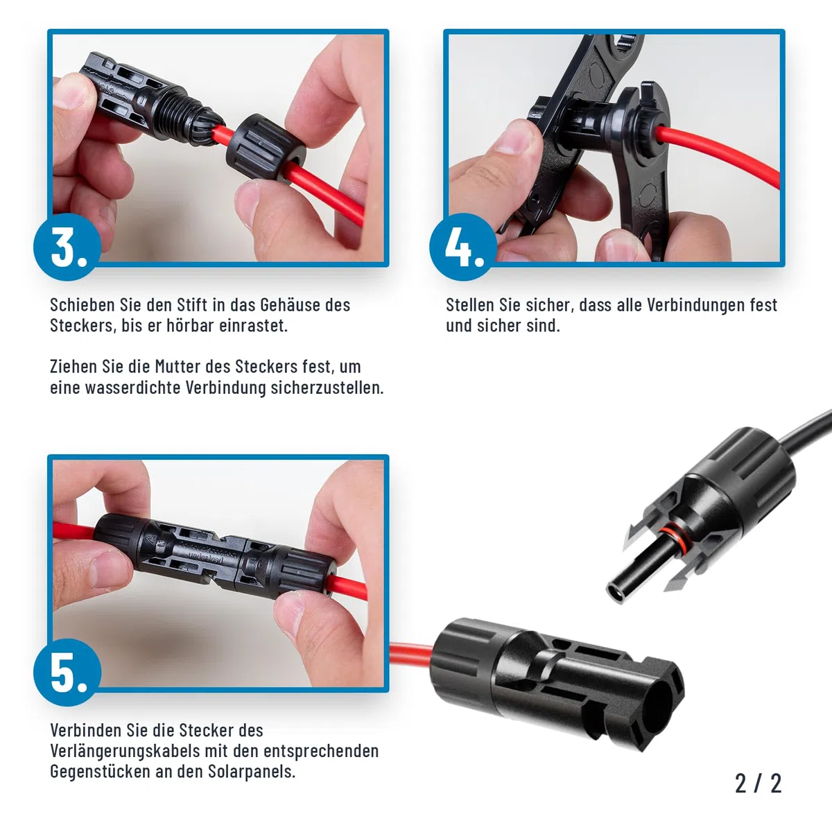ABSINA 16x Stecker & Buchse + 8x Montageschlüssel - Solarstecker für 2,5-6mm2 PV Kabel - Solar Stecker Set - Steckverbinder Solar - Solarkabel Stecker für Solaranlage - Steckersolaranlage