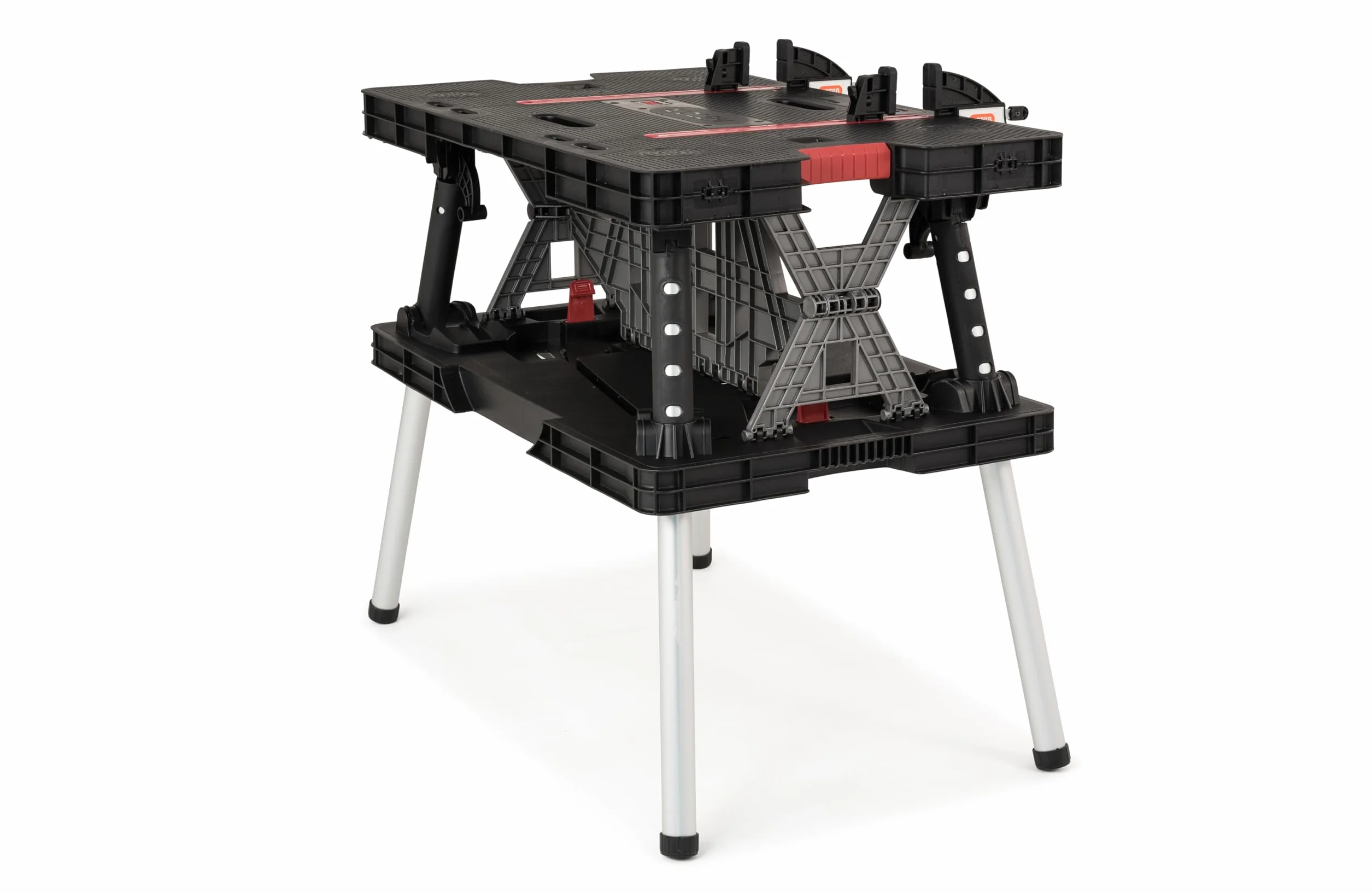 Keter Werkzeugbank faltbar Master Pro Serie Folding Work Table, Kunststoff, bis 450kg belastbar, inklusive Zwei 30cm Klemmen, wetterfest, Maße: 91x55,5x75,5cm