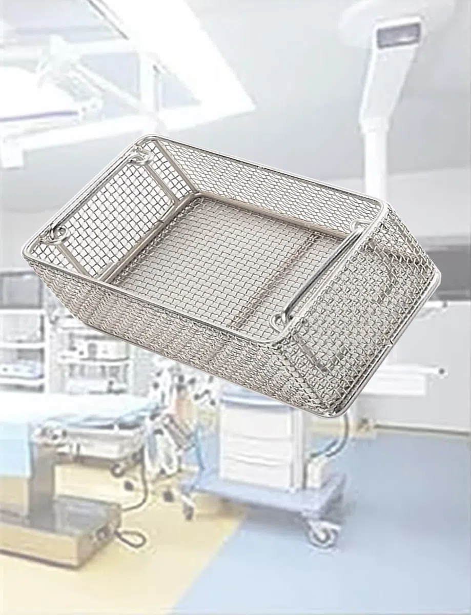 Perforierter Maschenkorb, Sterilisationskorb for chirurgische Instrumente aus Edelstahl 304, medizinisches Operationstablett, 0,16 Zoll Maschenweite geeignet(25x15x7cm/9.84x5.91x2.76in)